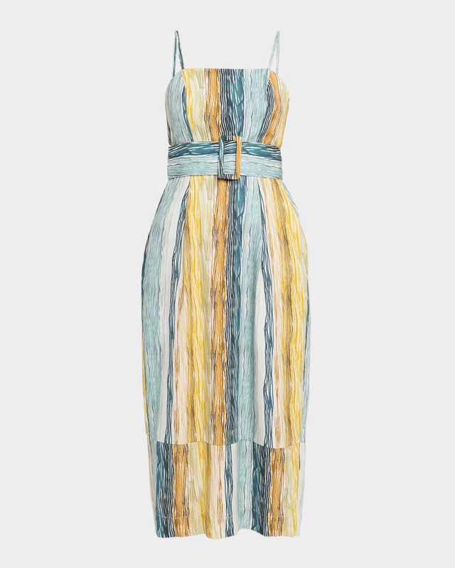 Artichoke Striped Belted Sleeveless Midi Dress